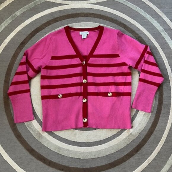 Rachel Zoe Pink & Red Sweater Cardigan Woman's Size XL - Picture 2 of 7